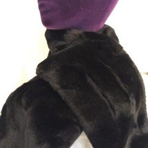 vintage 80s NWOT black faux fur plush scarf
